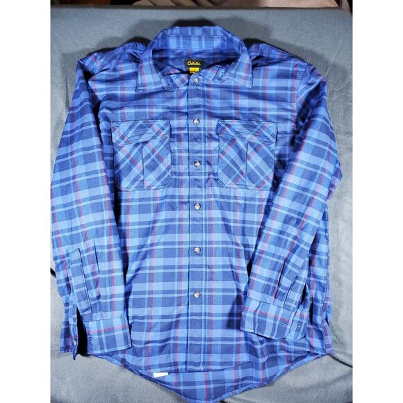 Cabela's Mens Blue/ Purple Long Sleeve  Plaid Button Up Shirt Large - Picture 2 of 5